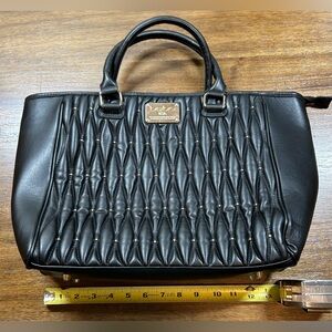 Bebe Diamanda Black Quilted Faux Leather Tote
